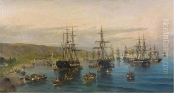 The Arrival Of Karaiskakis At Faliro Oil Painting by Constantinos Volanakis