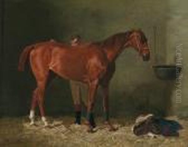 In The Stable Oil Painting by Emil Volkers