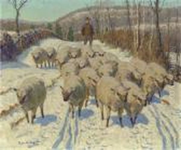 Banning's Sheep Oil Painting by Edward Charles Volkert