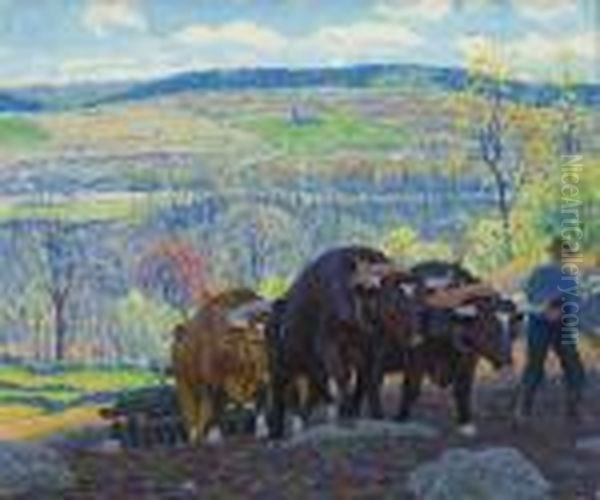 Plowing The Field Oil Painting by Edward Charles Volkert