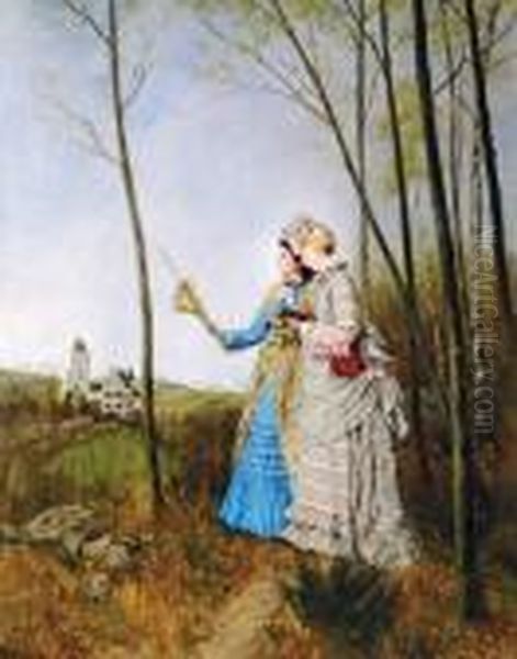 Due Dame In Campagna Oil Painting by Max Volkhart