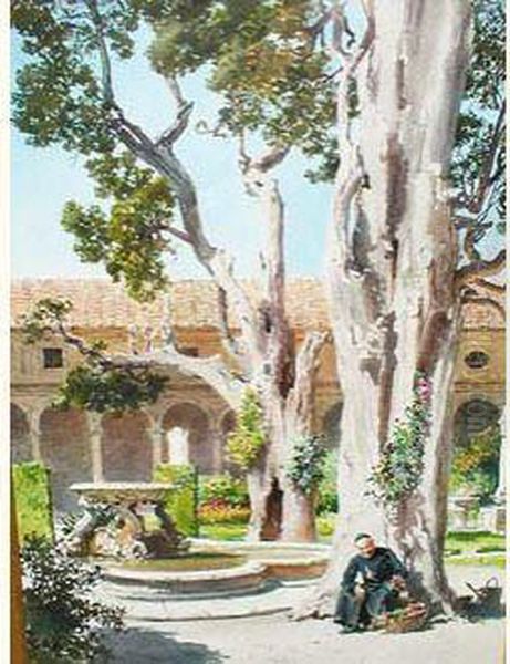 Ecclesiastique Dans Un Jardin Oil Painting by Aleksandr Nikolaev. Volkov Muromzoff