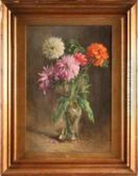 Bouquet De Dahlias Oil Painting by Alexis Vollon