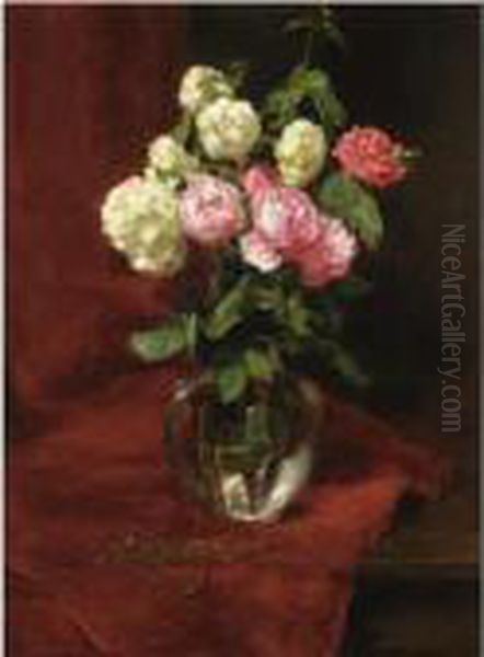 Roses And Hortensias Oil Painting by Alexis Vollon