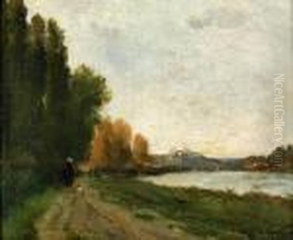 Promenad Langs Floden Oil Painting by Alexis Vollon