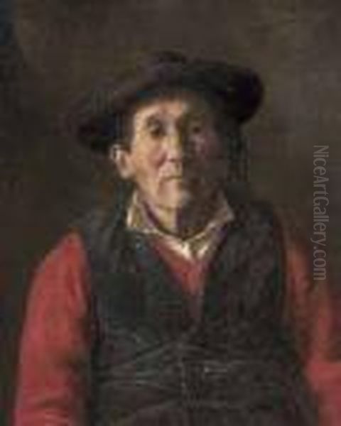 Ritratto Di Uomo In Costume Popolare Oil Painting by Alexis Vollon