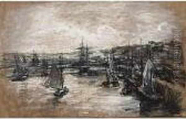 The Harbour Of Dunkerque Oil Painting by Alexis Vollon