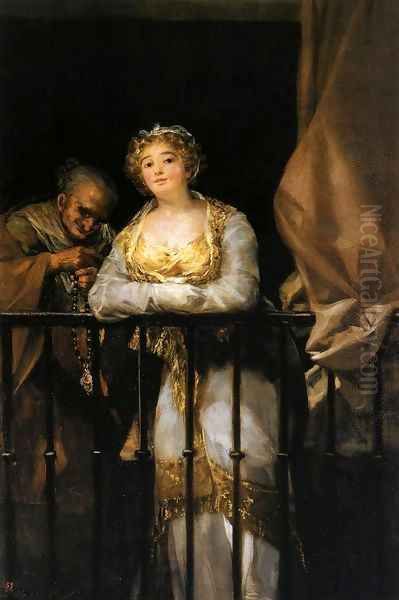 Maja and Celestina Oil Painting by Francisco De Goya y Lucientes