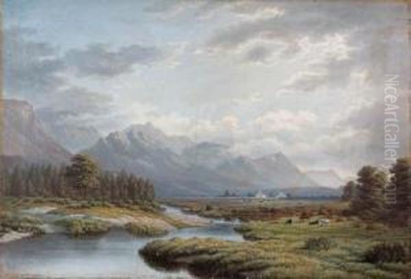 The Valley Of The Kaffirkuils - Near Riversdale Oil Painting by Jan Ernst Abraham Volschenk