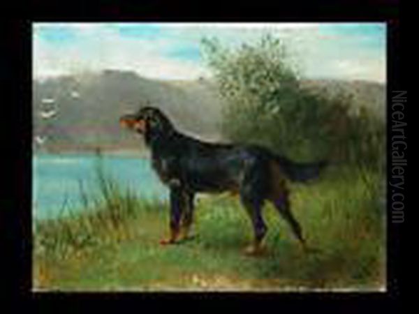 Der Jagdhund Oil Painting by Ludwig Gustav Voltz