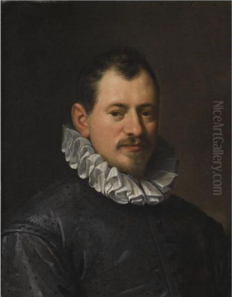 Portrait Of The Goldsmith Jacopo Bilivert (1550-1603), Bustlength Oil Painting by Hans Von Aachen