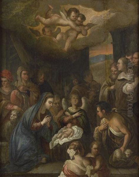 La Nativite Oil Painting by Hans Von Aachen