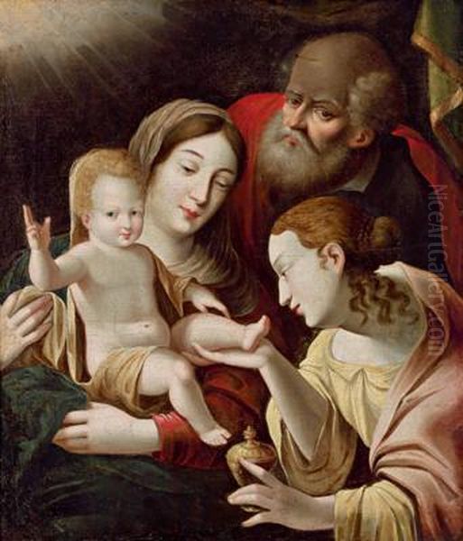 Die Heilige Familie Mit Der Hl. Maria Magdalena Oil Painting by Hans Von Aachen