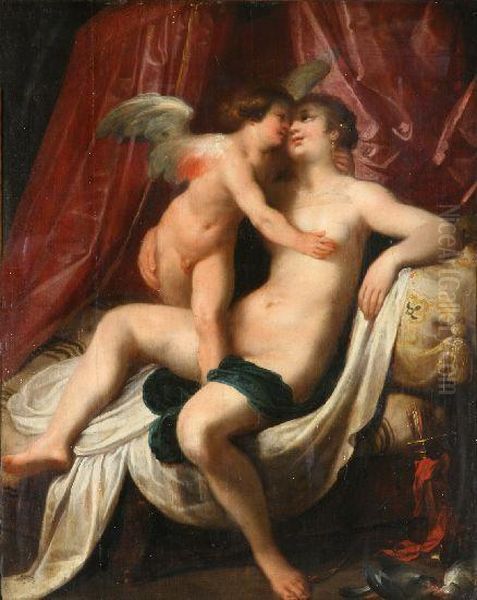 Venere E Amore Oil Painting by Hans Von Aachen