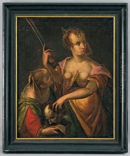 Ecole Dehans Von Aachen, Vers 1600, Judith Et Holopherne Oil Painting by Hans Von Aachen