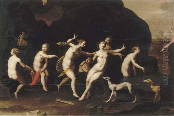 Diana And Actaeon Oil Painting by Hans Von Aachen