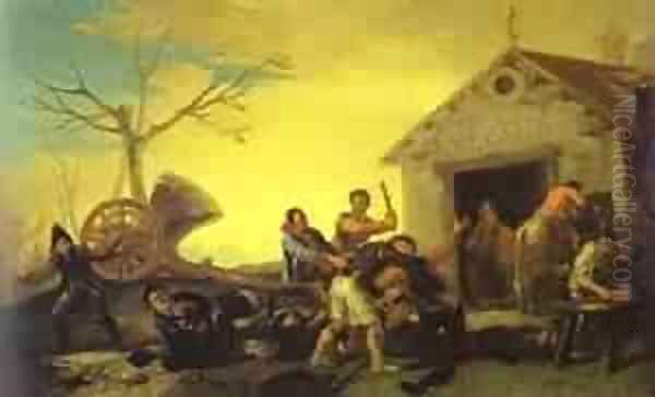 Fight At The Cock Inn 1777 Oil Painting by Francisco De Goya y Lucientes