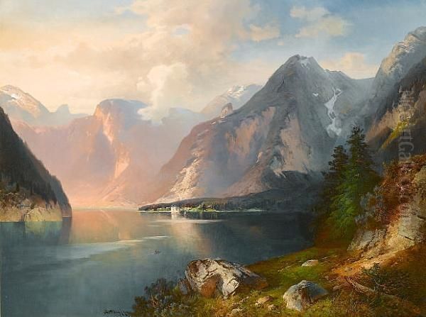 Alpine Lake Oil Painting by Nicolai Von Astudin