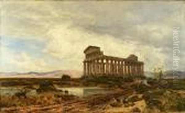 Ansicht Des Cerestempel In Paestum / Italien Oil Painting by Hans Von Bartels