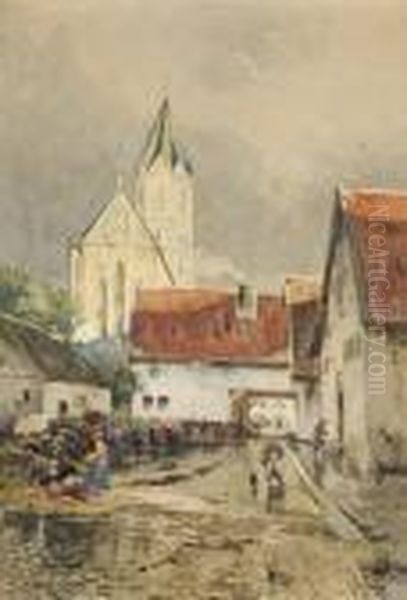 Stadtischer Markttag Oil Painting by Hans Von Bartels