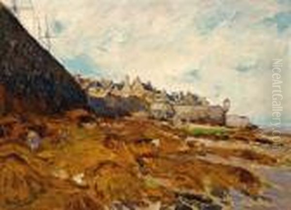 The Coast Of Concarneau, Brittany Oil Painting by Hans Von Bartels