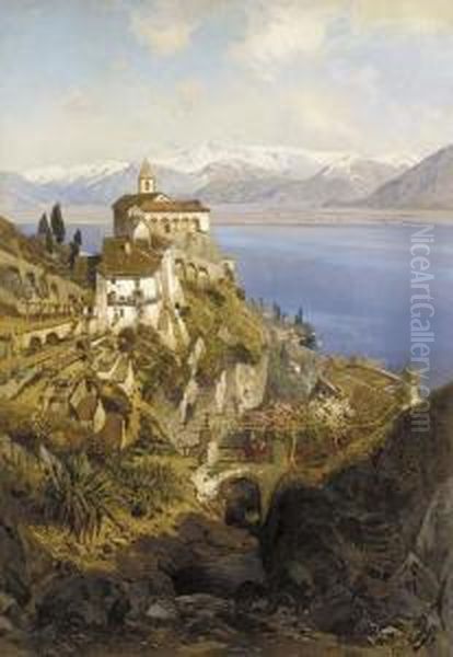 Il Monastero Di Madonna Del Sasso, Locarno Oil Painting by Hans Von Bartels