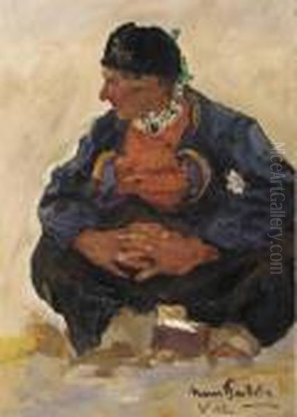 A Fisherman From Volendam Oil Painting by Hans Von Bartels