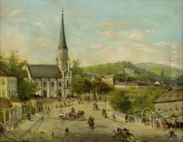 Wien: Hietzing Mit Der Kirche Oil Painting by Alexander Ritter Von Bensa