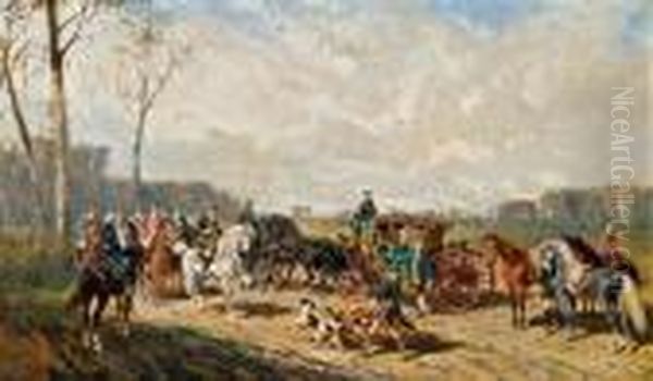 Kutschenausfahrt Oil Painting by Alexander Ritter Von Bensa