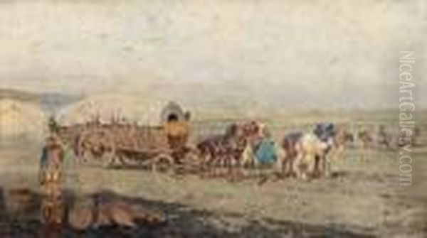 Fischer Am Strand Oil Painting by Alexander Ritter Von Bensa