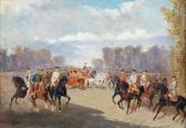 Excursion In The Imperial Coach Oil Painting by Alexander Ritter Von Bensa