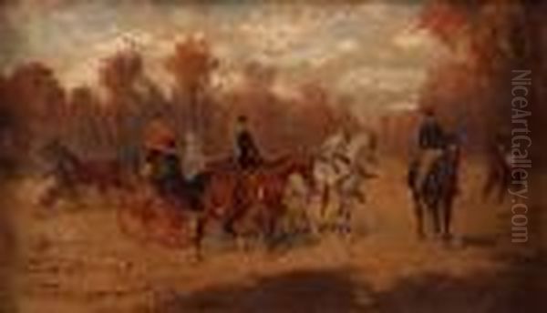 Riding Through The Park Oil Painting by Alexander Ritter Von Bensa