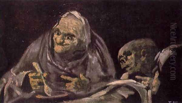 Two Women Eating Oil Painting by Francisco De Goya y Lucientes