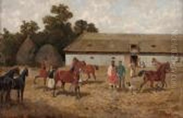 Training The Horses Oil Painting by Alexander Ritter Von Bensa