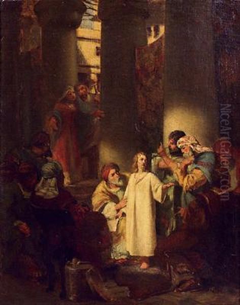 Der Zwolfjahrige Jesus Im Tempel Oil Painting by Carl Von Blaas