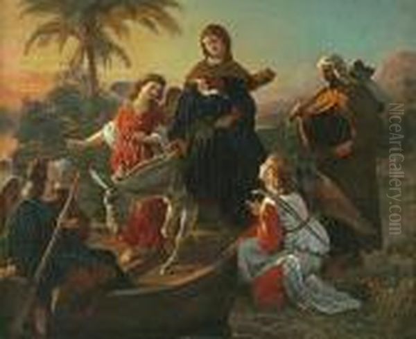 Rest On Flight From Egypt Oil Painting by Carl Von Blaas