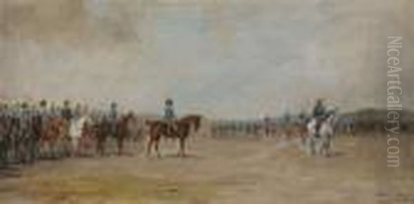 Kaiser Franz Joseph I On A Horse In The Battle Field Oil Painting by Julius von Blaas