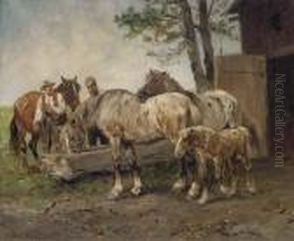 Feeding Time Oil Painting by Julius von Blaas