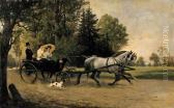 Passeggiata In Calesse Oil Painting by Julius von Blaas