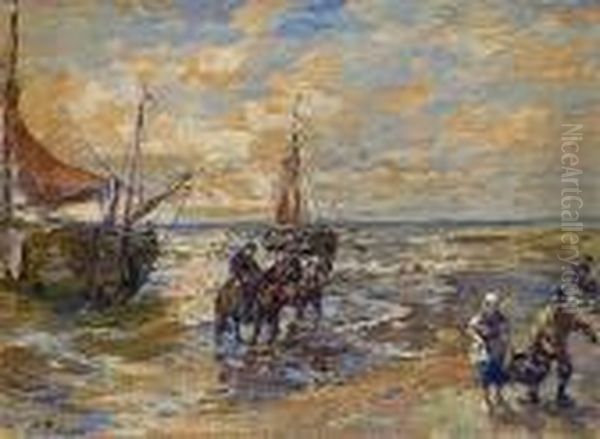 Strandszene An Der Ostsee Oil Painting by Gregor Von Bochmann