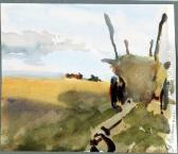 Heuwagen Auf Dem Feld Oil Painting by Gregor Von Bochmann