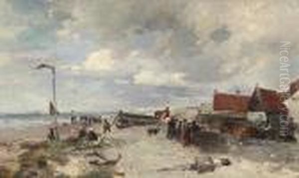 Hollandisches Strandleben Oil Painting by Gregor Von Bochmann