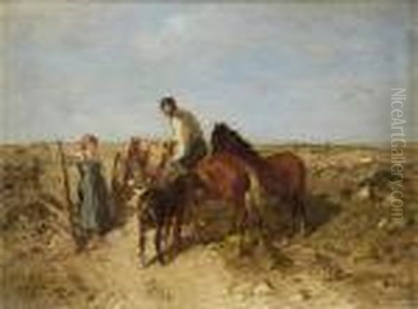 Begegnung Am Wegesrand. Oil Painting by Gregor Von Bochmann