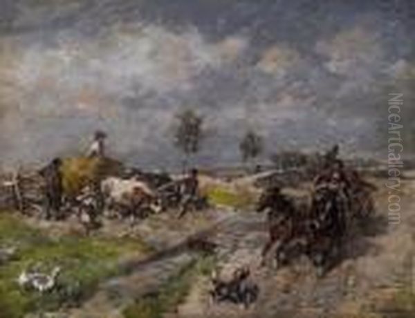 On The Countryside In Estonia. Signed Bottom Right: G.v. Bochmann Oil Painting by Gregor Von Bochmann