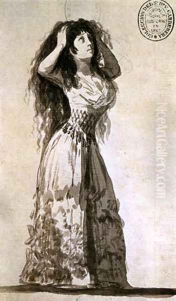 The Duchess of Alba Arranging Her Hair 2 Oil Painting by Francisco De Goya y Lucientes