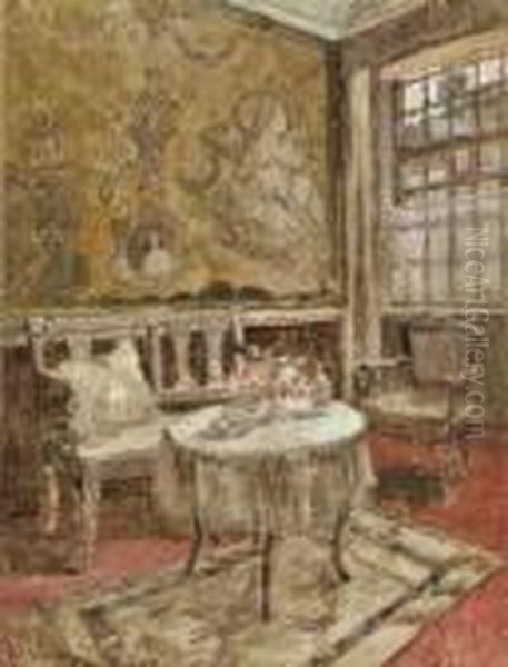 Le Boudoir Oil Painting by August Von Brandis