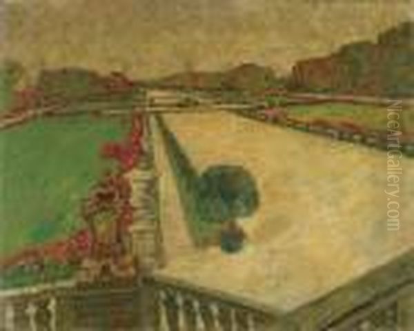 Blick Von Schlos Nymphenburg In Den Park Oil Painting by August Von Brandis