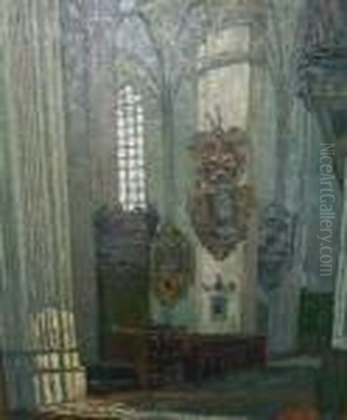 Kircheninterieur. Unten Rechts Signiert A. Brandis by August Von Brandis