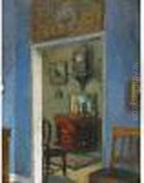 Interieur Oil Painting by August Von Brandis