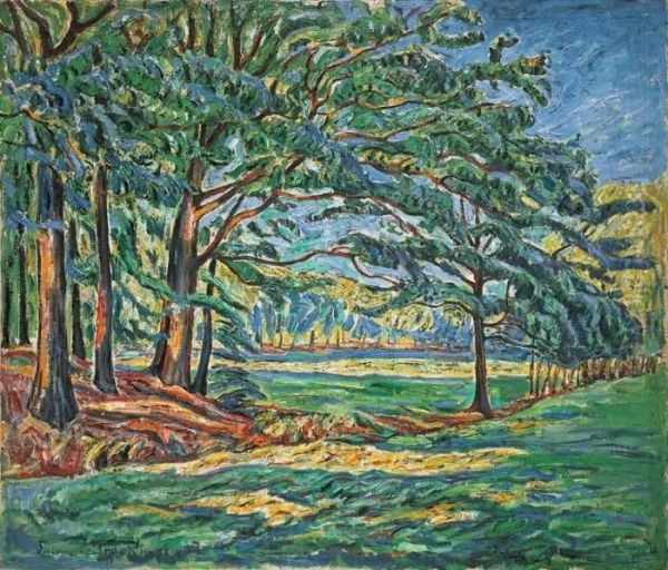 Landschaft Mit Baumen Und Weiden Oil Painting by Theo Von Brockhusen